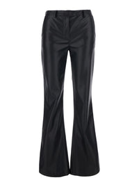 Leplain Women Black Pants With Belt Loops And Back Pocket In Ecoleather For Women