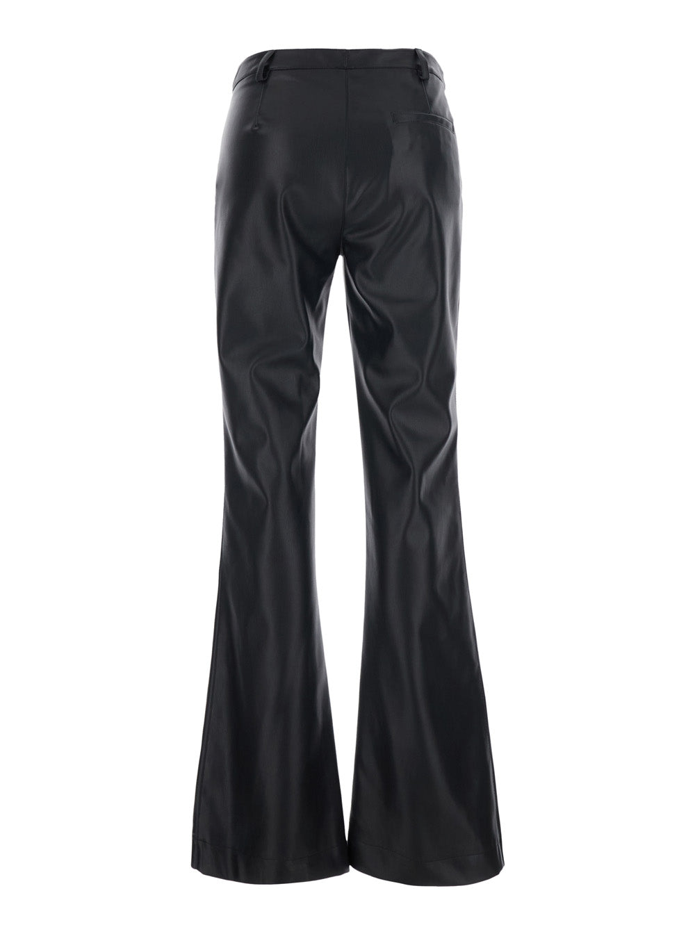 Leplain Women Black Pants With Belt Loops And Back Pocket In Ecoleather For Women