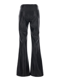 Leplain Women Black Pants With Belt Loops And Back Pocket In Ecoleather For Women