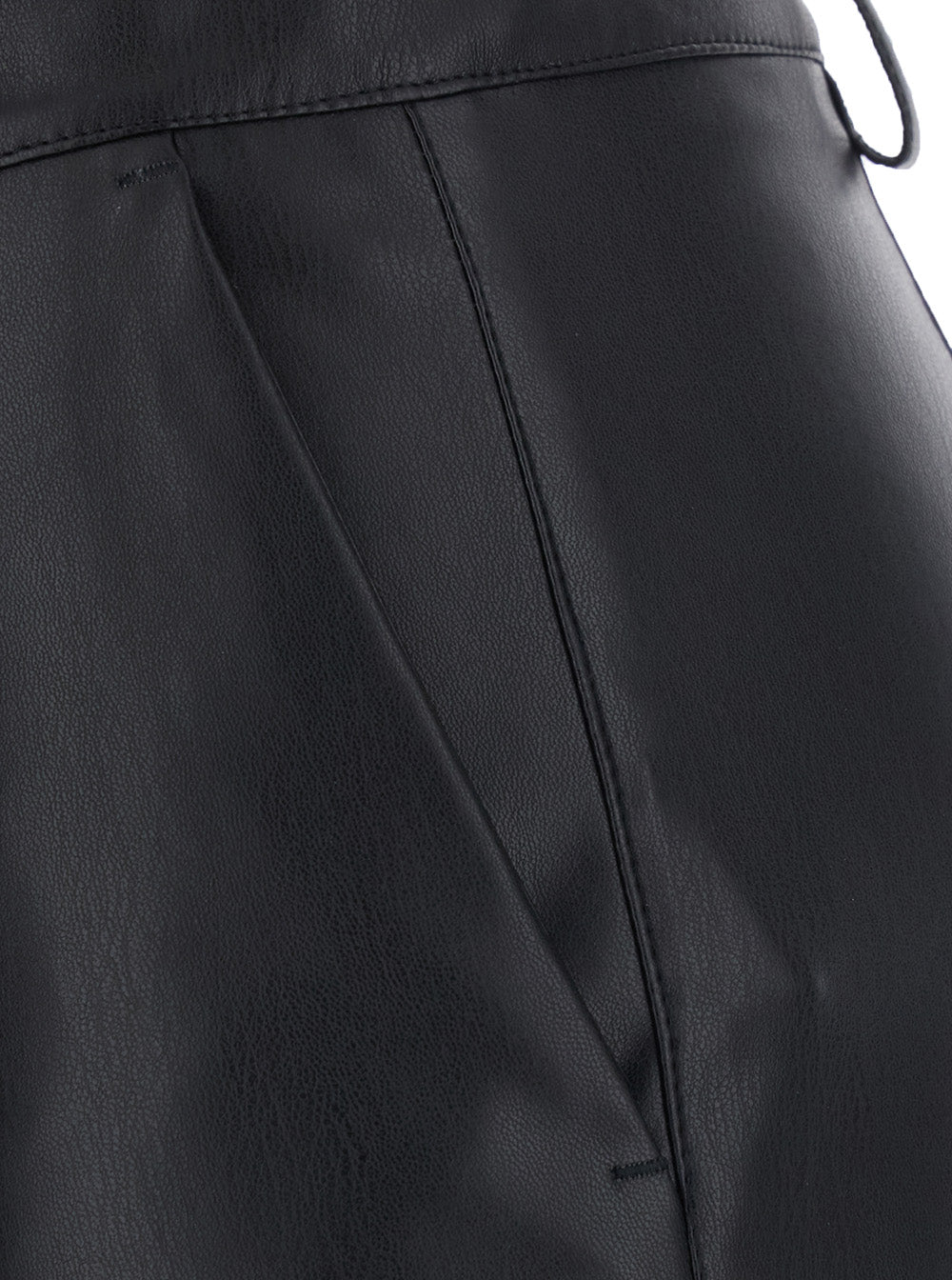 Leplain Women Black Pants With Belt Loops And Back Pocket In Ecoleather For Women