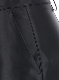Leplain Women Black Pants With Belt Loops And Back Pocket In Ecoleather For Women
