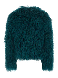 Leplain Women Petrol Blue Short Jacket With Hidden Closure On The Front In Fur For Women