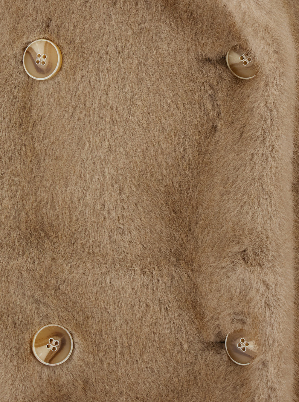 Leplain Women Beige Overcoat With Wide Lapels In Eco-Fur For Women