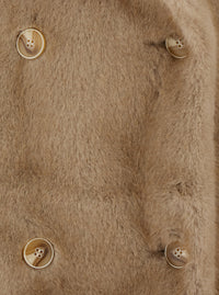 Leplain Women Beige Overcoat With Wide Lapels In Eco-Fur For Women