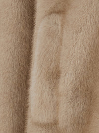 Leplain Women Beige Shearling With Zip Closure And Drawstring Hood In Eco-Fur For Women