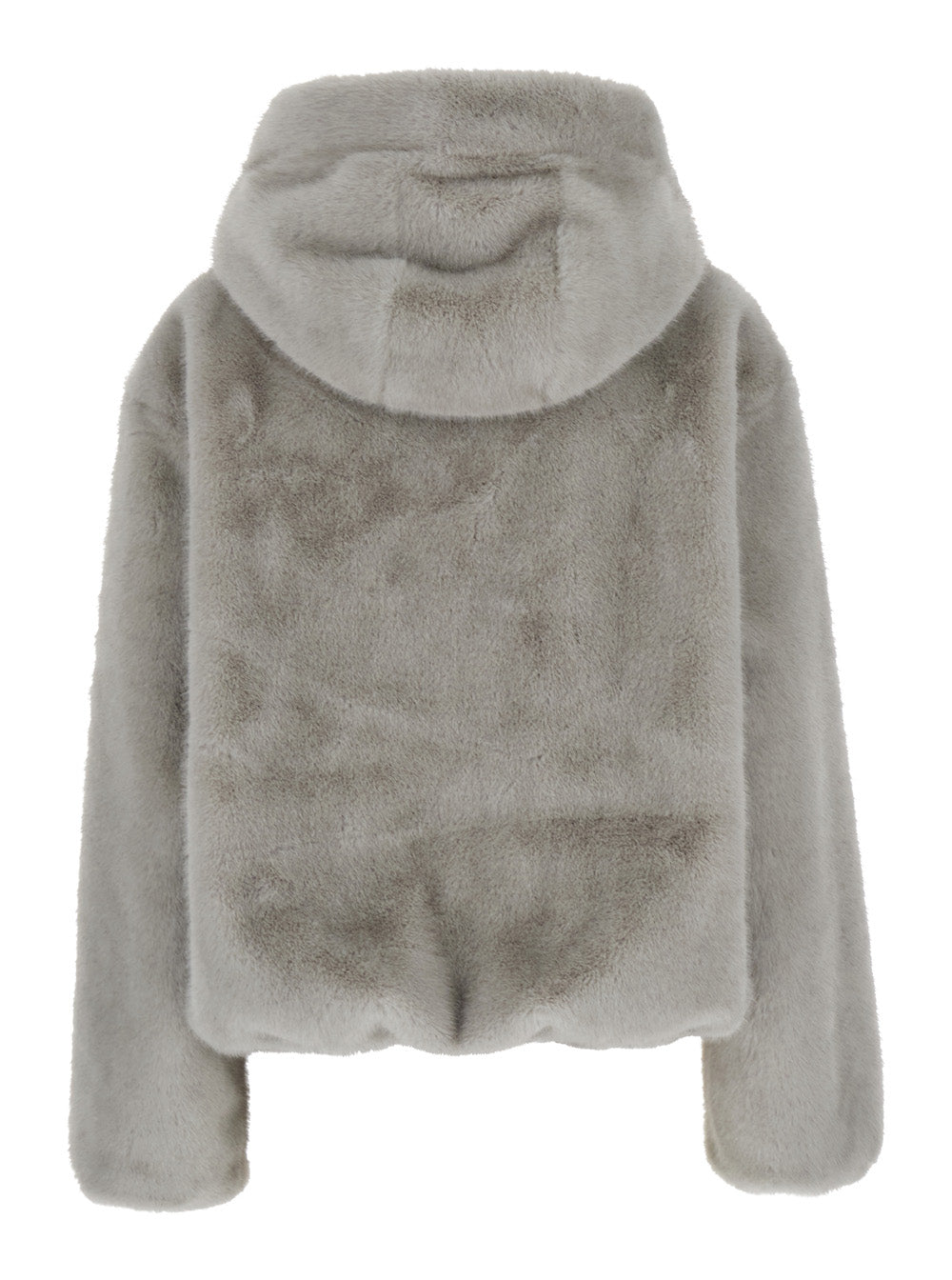 Leplain Women Grey Shearling With Zip Closure And Drawstring Hood In Eco-Fur For Women