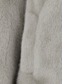 Leplain Women Grey Shearling With Zip Closure And Drawstring Hood In Eco-Fur For Women