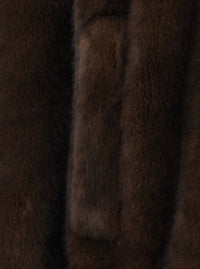 Leplain Women Brown Shearling With Zip Closure And Drawstring Hood In Eco-Fur For Women