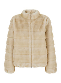 Leplain Women Beige Shearling With Raised Collar In Eco-Fur For Women