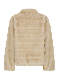 Leplain Women Beige Shearling With Raised Collar In Eco-Fur For Women