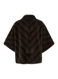 Leplain Women Brown Shearling Coat With Raised Collar And Wide Short Sleeves In Eco-Fur For Women