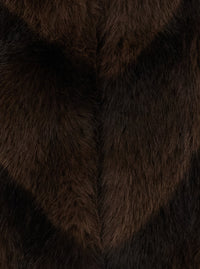 Leplain Women Brown Shearling Coat With Raised Collar And Wide Short Sleeves In Eco-Fur For Women