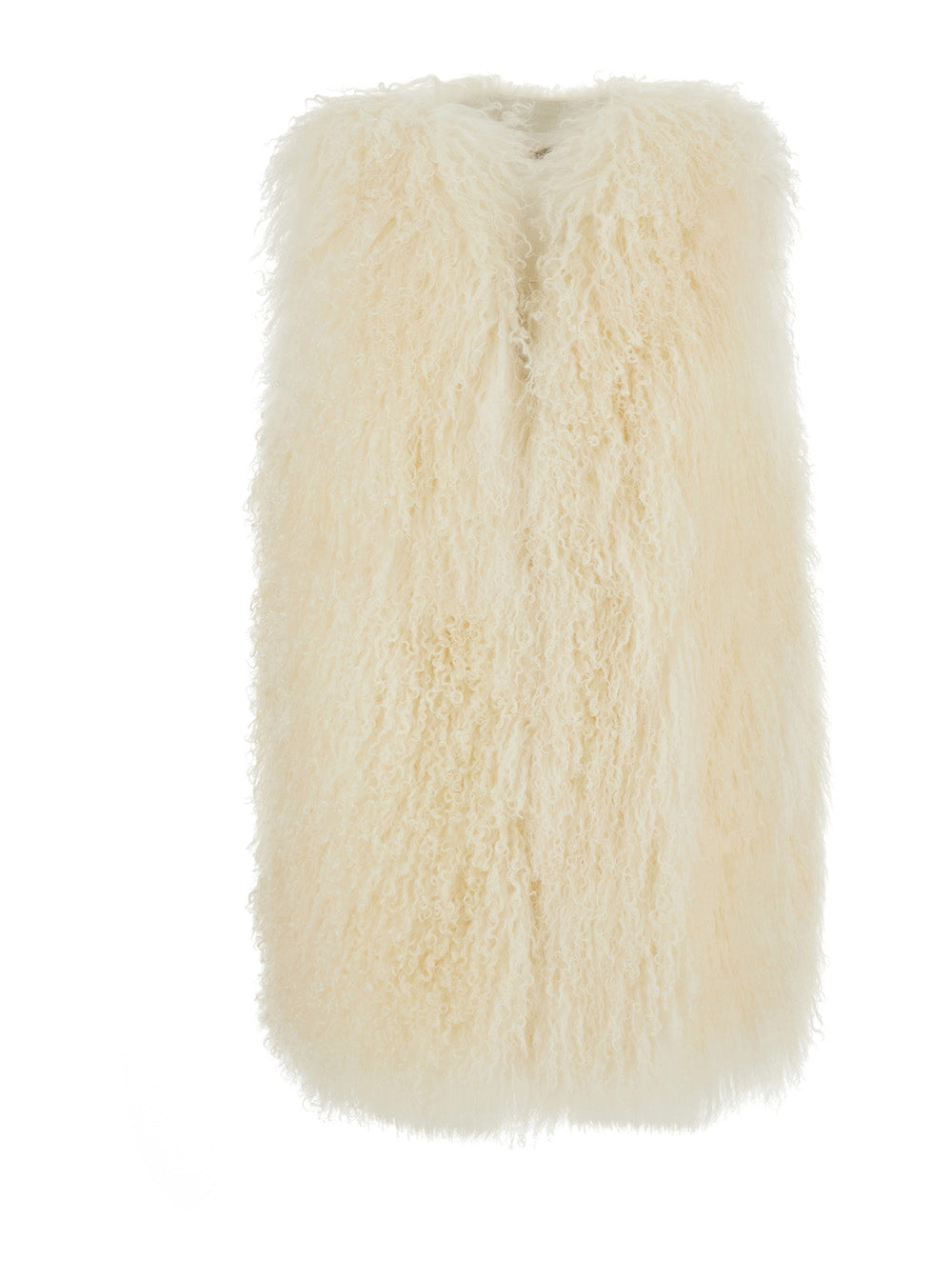 Leplain Women Beige Fur Jacket With Sleeveless Design In Fur For Women