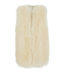 Leplain Women Beige Fur Jacket With Sleeveless Design In Fur For Women