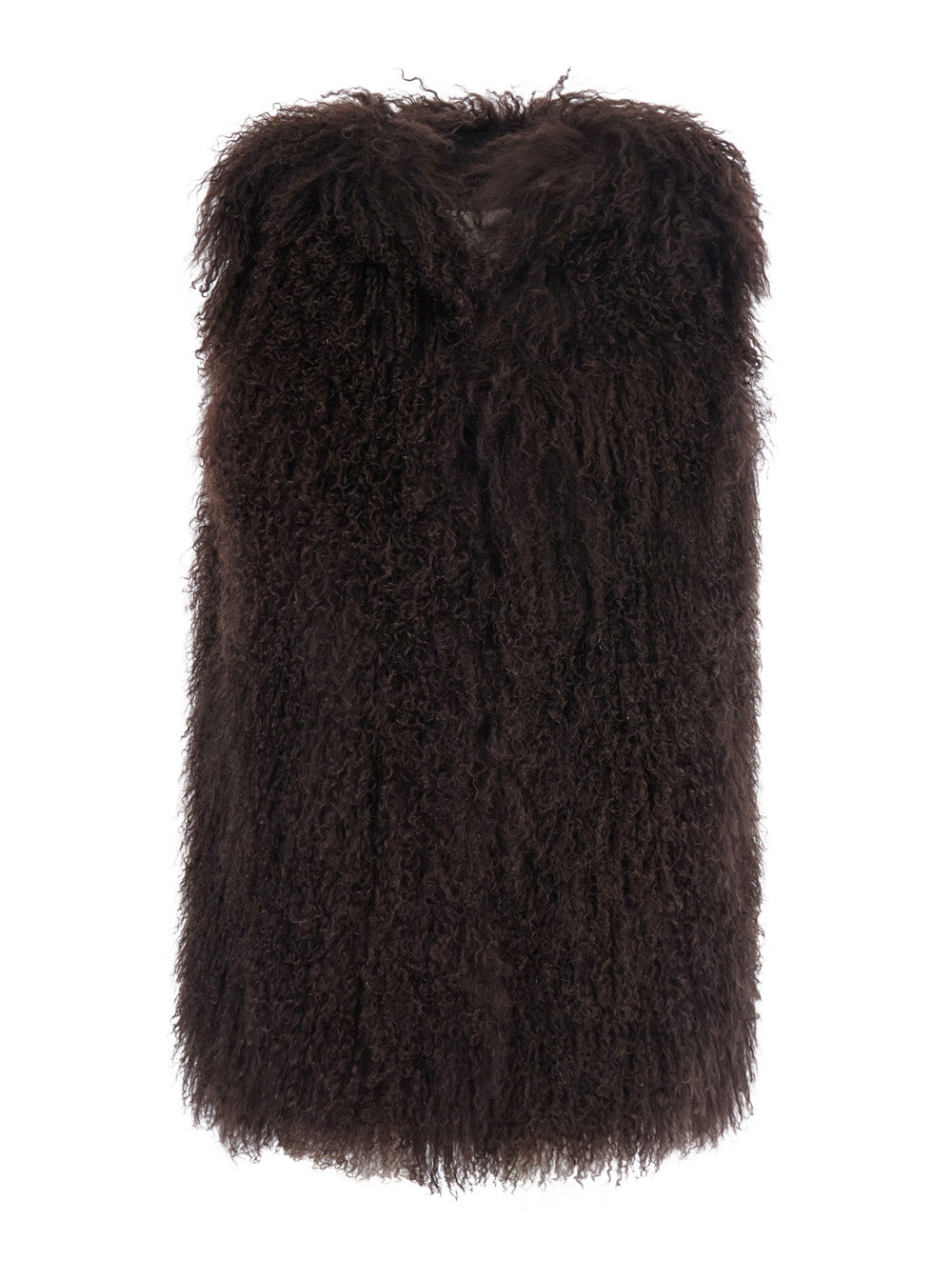 Leplain Women Brown Fur Vest With Sleeveless Design In Fur For Women