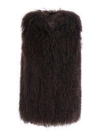 Leplain Women Brown Fur Vest With Sleeveless Design In Fur For Women