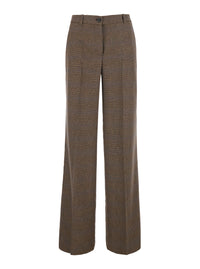 P.A.R.O.S.H. Women Brown Pants With All-Over Stripe Motif In Wool Blend For Women