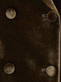 P.A.R.O.S.H. Women Brown Double-Breasted Blazer With Peak Revers In Velvet For Women