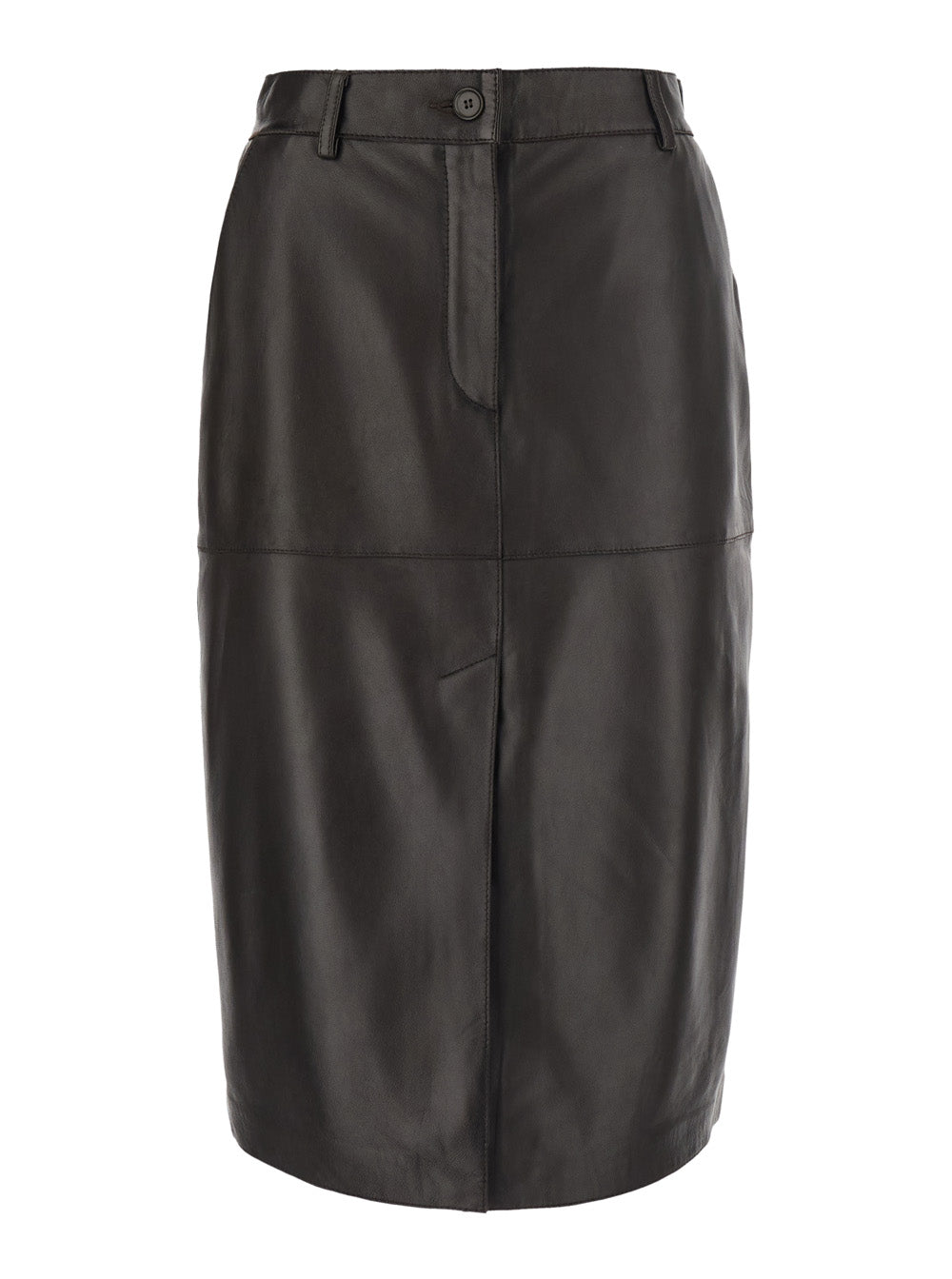 P.A.R.O.S.H. P.A.R.O.S.H. Women Brown Skirt With Front Closure And Slit In Leather For Women