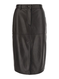 P.A.R.O.S.H. P.A.R.O.S.H. Women Brown Skirt With Front Closure And Slit In Leather For Women