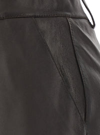 P.A.R.O.S.H. P.A.R.O.S.H. Women Brown Skirt With Front Closure And Slit In Leather For Women