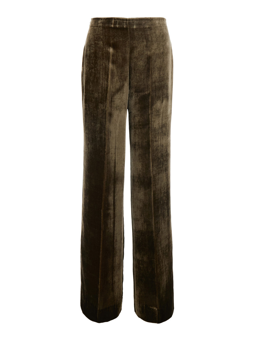 P.A.R.O.S.H. P.A.R.O.S.H. Women Brown Oversized Pants With Side Zip Closure In Velvet For Women