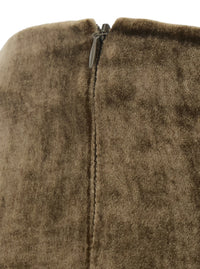 P.A.R.O.S.H. P.A.R.O.S.H. Women Brown Oversized Pants With Side Zip Closure In Velvet For Women