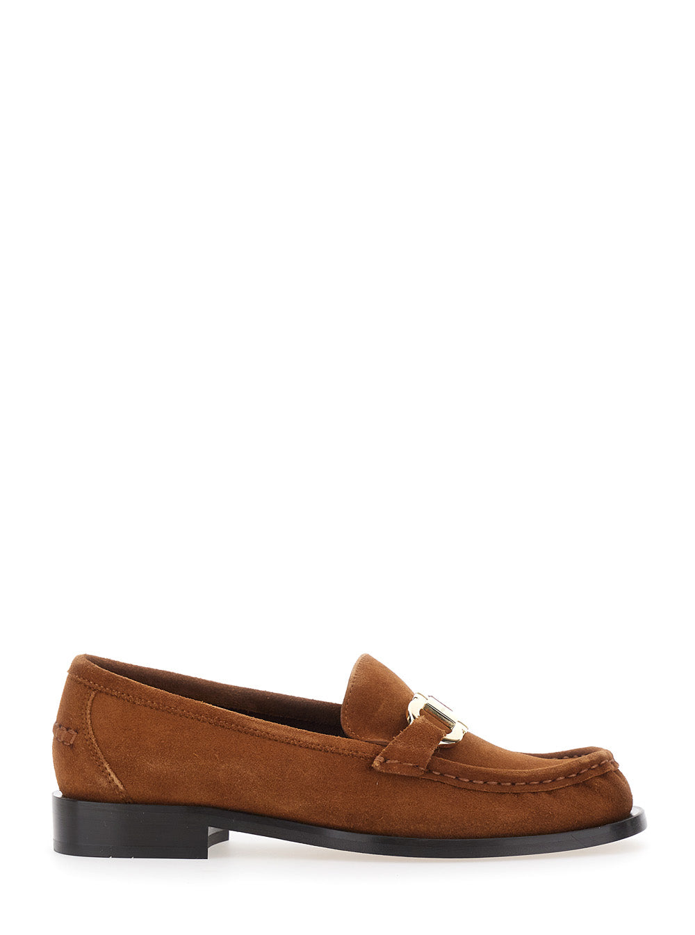Ferragamo Women 'Marian' Brown Loafer With Gancini Plaque On The Front In Suede For Women