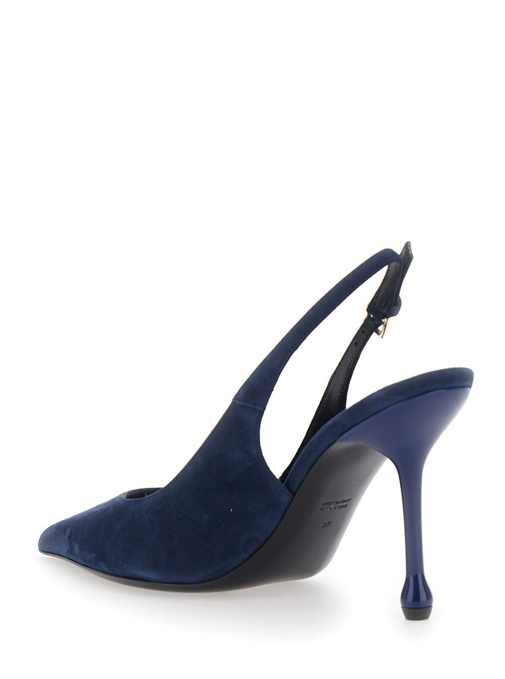 Leplain Women Pointed Toe Pumps With Adjustable Strap In Blue Suede For Women