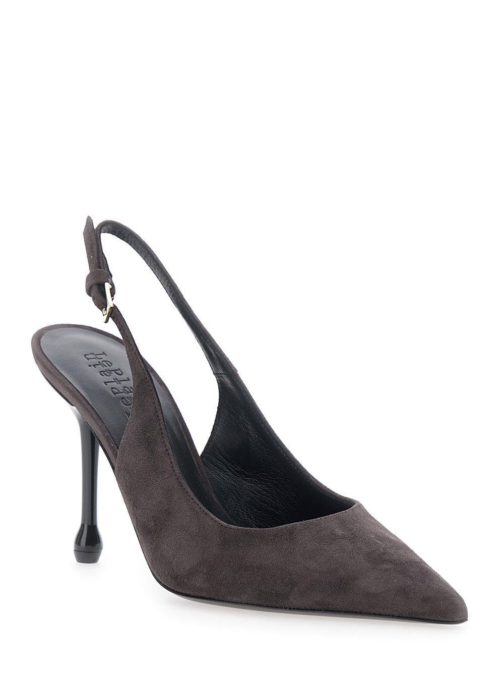 Leplain Women Pointed Toe Heels With Adjustable Strap In Brown Suede For Women