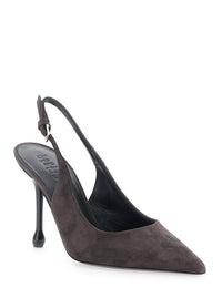 Leplain Women Pointed Toe Heels With Adjustable Strap In Brown Suede For Women