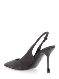 Leplain Women Pointed Toe Heels With Adjustable Strap In Brown Suede For Women