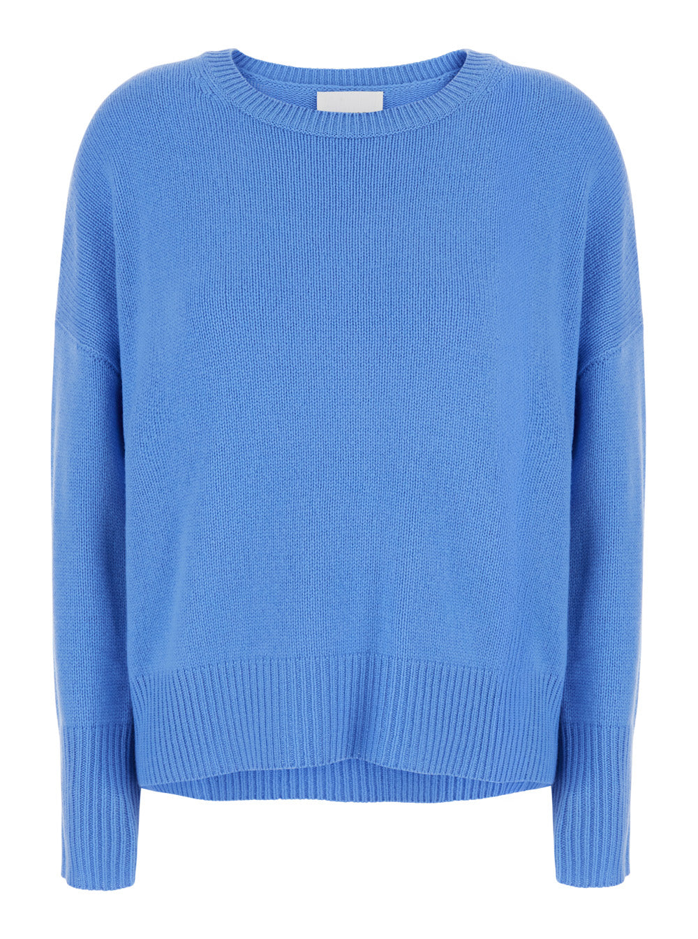 Lisa Yang Women Sweater 'Mila' Light Blue Crew Neck Sweater With Ribbed Finishes In Cashmere For Women