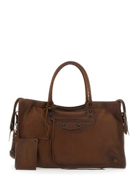 BALENCIAGA Balenciaga Men 'Le City' Brown Large Handbag With Adjustable And Removable Shoulder Strap In Leather For Men