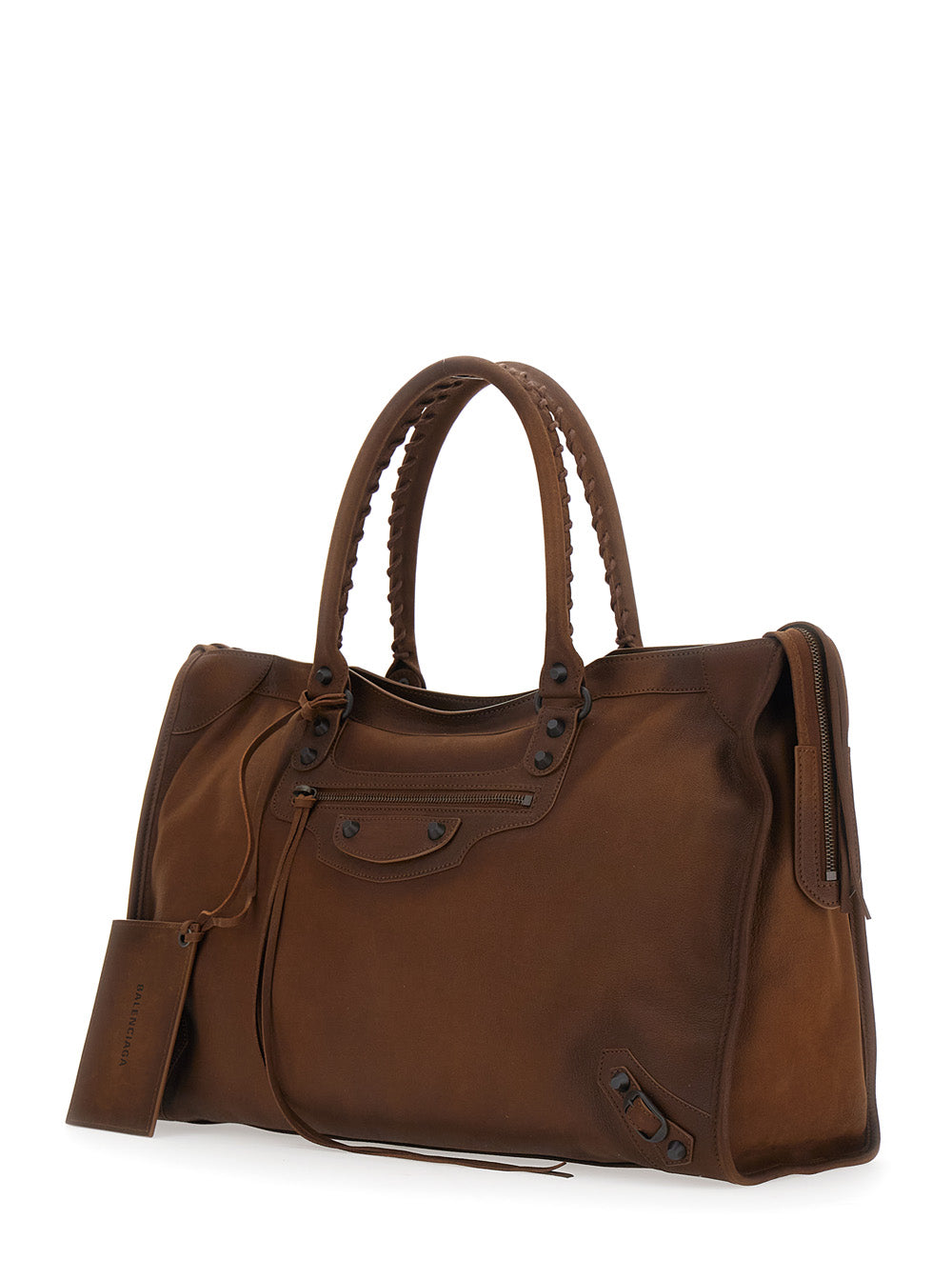 BALENCIAGA Balenciaga Men 'Le City' Brown Large Handbag With Adjustable And Removable Shoulder Strap In Leather For Men