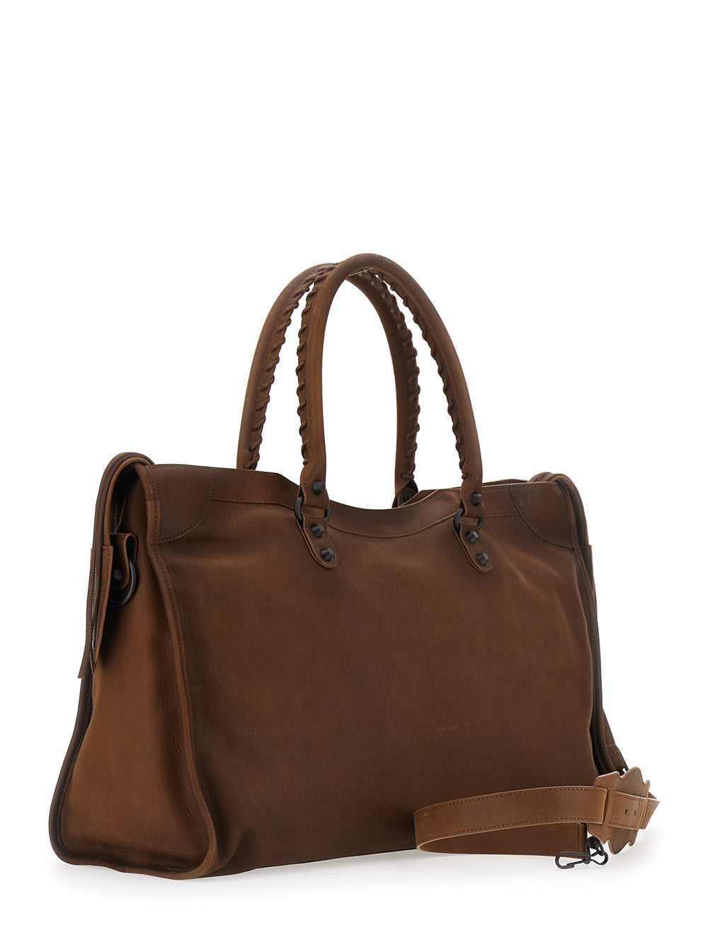 BALENCIAGA Balenciaga Men 'Le City' Brown Large Handbag With Adjustable And Removable Shoulder Strap In Leather For Men