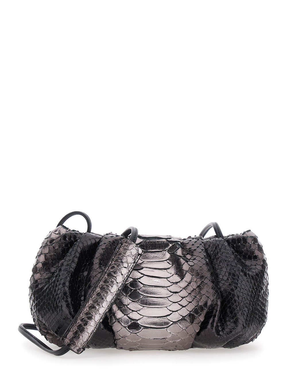 Biagini Women 'Pillow' Black Clutch With Shoulder Strap And Magnetic Closure In Leather For Women