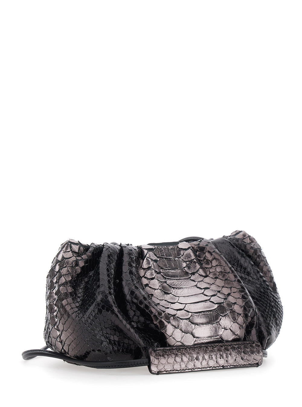 Biagini Women 'Pillow' Black Clutch With Shoulder Strap And Magnetic Closure In Leather For Women
