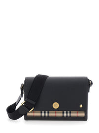 BURBERRY Burberry Women 'Note' Black Crossbody Bag With Adjustable Strap With Logo Lettering And Check Detail On Front In Leather Women