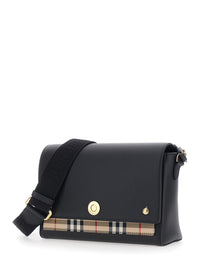 BURBERRY Burberry Women 'Note' Black Crossbody Bag With Adjustable Strap With Logo Lettering And Check Detail On Front In Leather Women