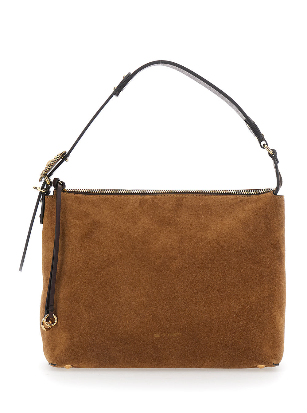 Etro Women Brown Shoulder Bag With Adjustable Strap And Logo Lettering On The Front In Suede For Women