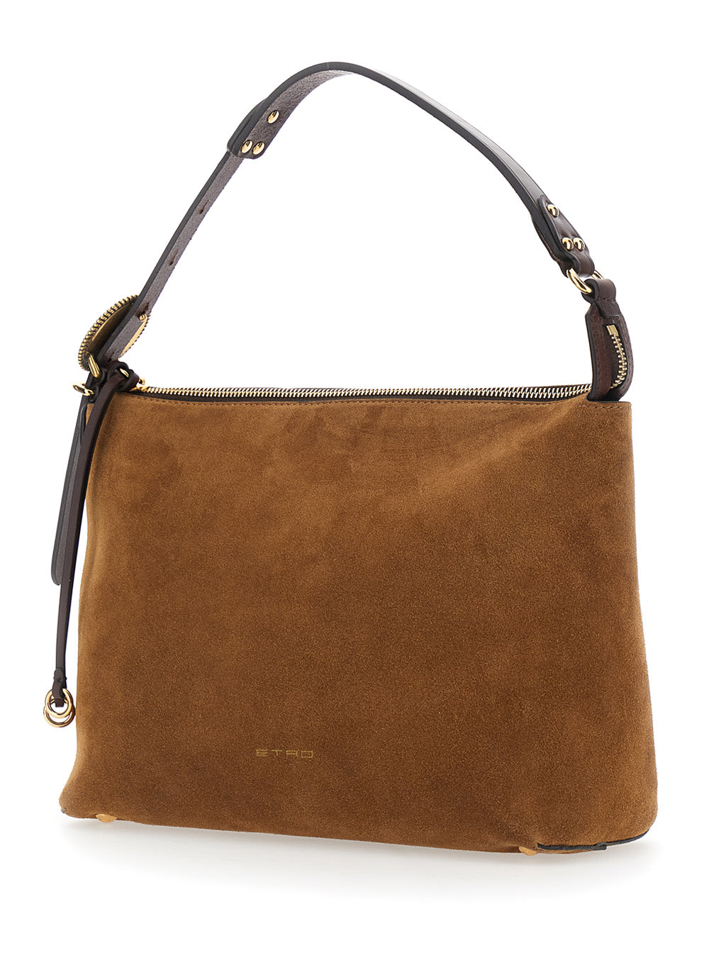 Etro Women Brown Shoulder Bag With Adjustable Strap And Logo Lettering On The Front In Suede For Women