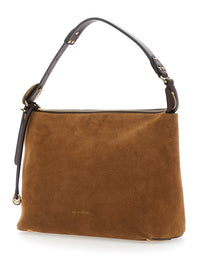Etro Women Brown Shoulder Bag With Adjustable Strap And Logo Lettering On The Front In Suede For Women