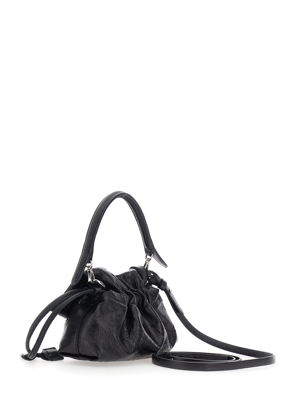 Fendi Women 'Baguette' Black Shoulder Bag With Ff Plate On The Front And Adjustable And Removable Strap In Leather For Women