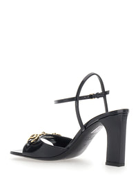 Gucci Women 'Signora' Black Sandals With Square Toe With Horsebit And High Heel In Leather For Women