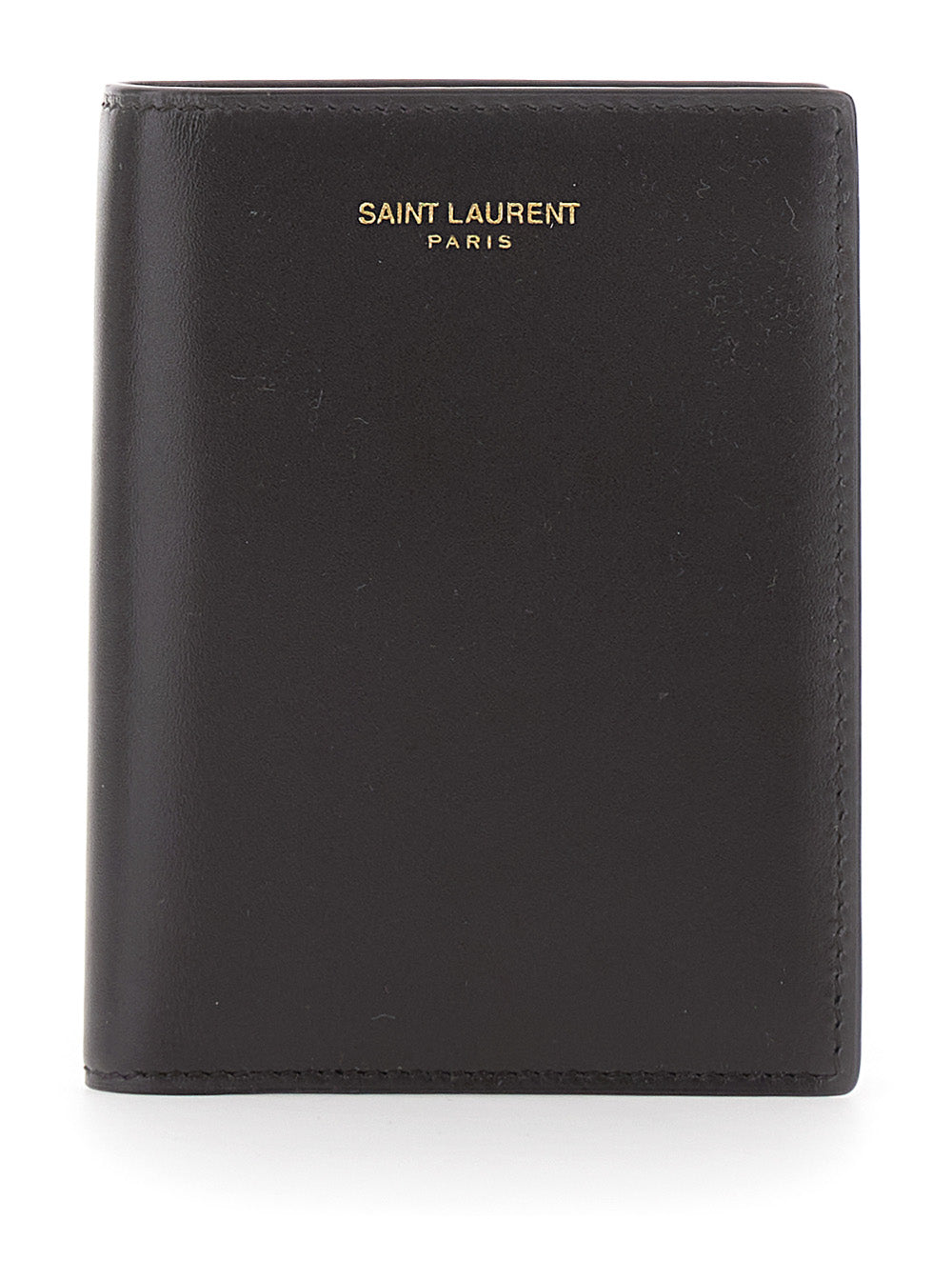 Saint Laurent Men Brown Cardholder With Logo Lettering On The Front In Leather For Men