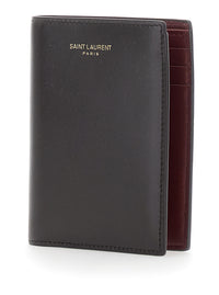 Saint Laurent Men Brown Cardholder With Logo Lettering On The Front In Leather For Men