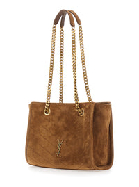 SAINT LAURENT Saint Laurent Women Ysl Bo Niki Shop Ew Suede Satin