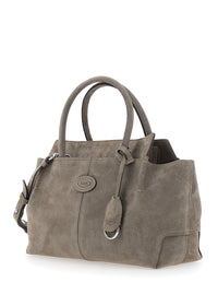 TOD'S Tod's Women Gray Handbag With Embossed Logo On The Front And Adjustable And Removable Shoulder Strap In Suede For Women