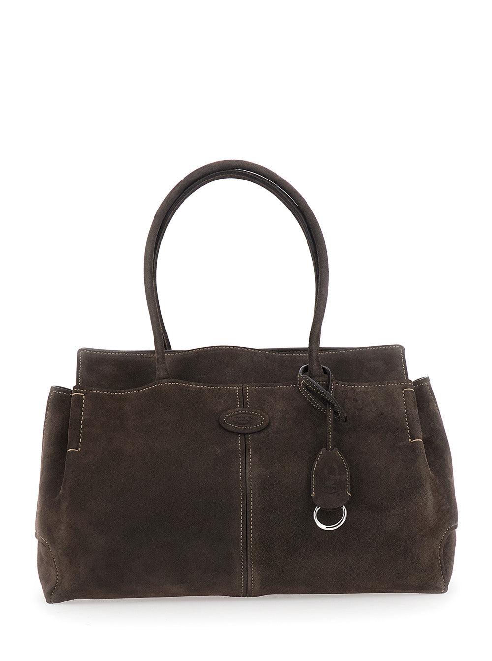 TOD'S Tod's Women Brown Shoulder Bag With Embossed Logo On The Front And Removable Keychain Ring Charm In Suede For Women